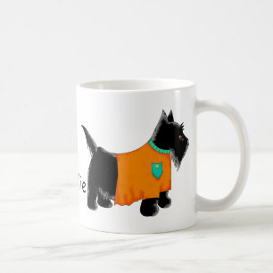 Black Scottie Terrier Dog Orange Name Personalisie Tasse
