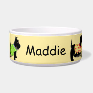 Black Scottie Terrier Dog Personalisiert gelb Napf