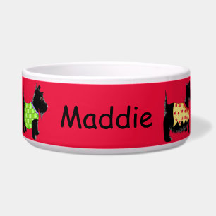 Black Scottie Terrier Dogs Name Personalisiert Red Napf