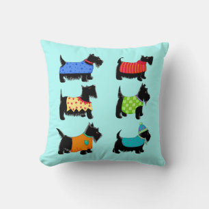 Black Scottie Terrier Dogs Türkis Decorative Kissen