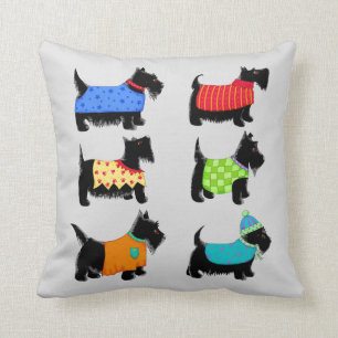 Black Scottie Terrier Hunde Grau oder Grau dekorat Kissen