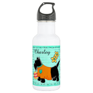 Black Scottie Terrier Name Personalisiert Aquamari Trinkflasche