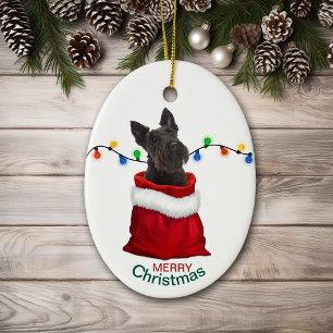 Black Scottish Terrier Dog Holiday Gift Bag Keramik Ornament