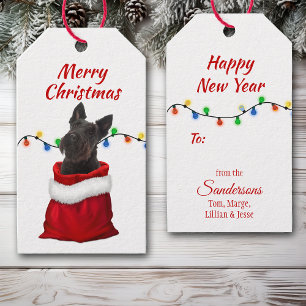 Black Scottish Terrier in Santa Bag Geschenkanhänger