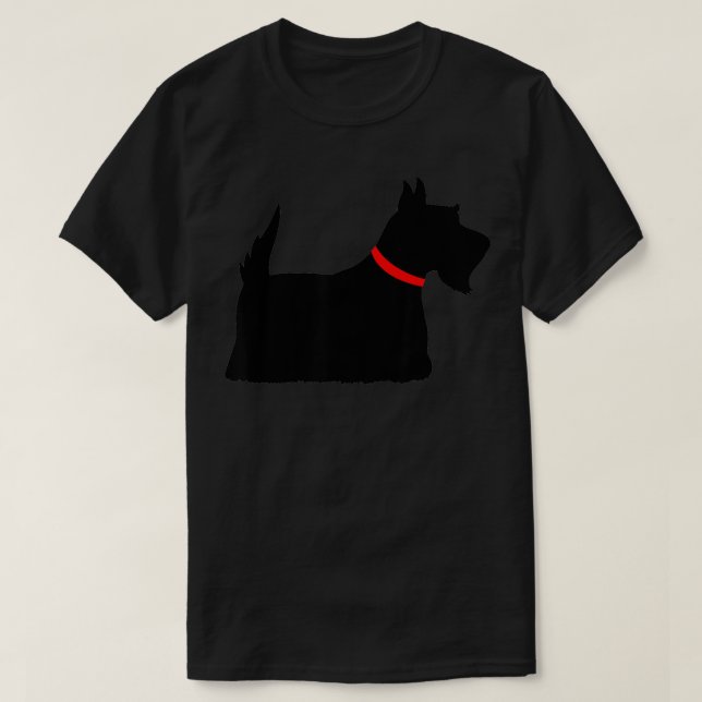Black Scottish Terrier mit Red Collar Scottie Dog T-Shirt (Design vorne)