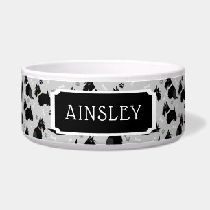 Black Scottish Terrier Paws and Bones Dog Bowl Napf