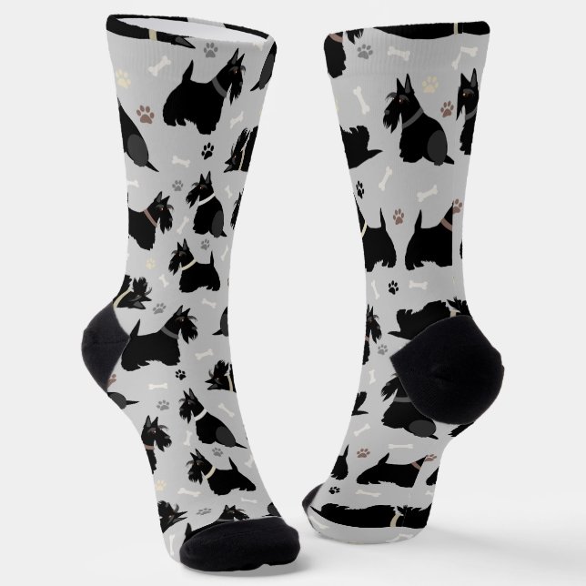 Black Scottish Terrier Paws and Bones Socks Socken (Gewinkelt)
