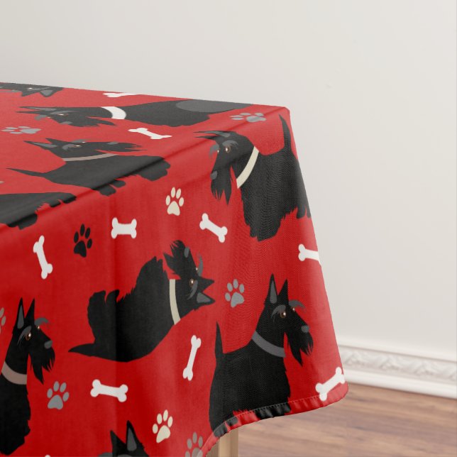 Black Scottish Terrier Paws and Bones Tischdecke (Beispiel)