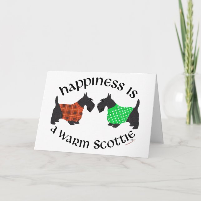 Black Scottish Terriers Happy Feiertagskarte (Vorderseite)