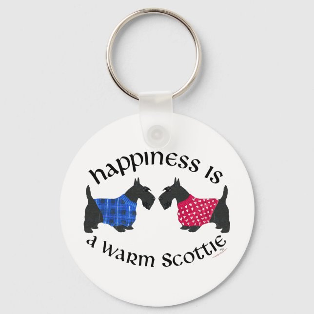 Black Scottish Terriers Happy Schlüsselanhänger (Vorderseite)