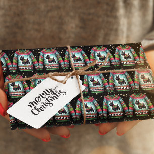 Black Scotty Hund Ugly Weihnachtssüßer Geschenkpapier