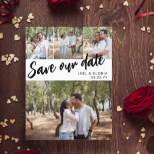 Black Script 4 Fotos Wedding Rettete Unser Datum Ankündigungspostkarte