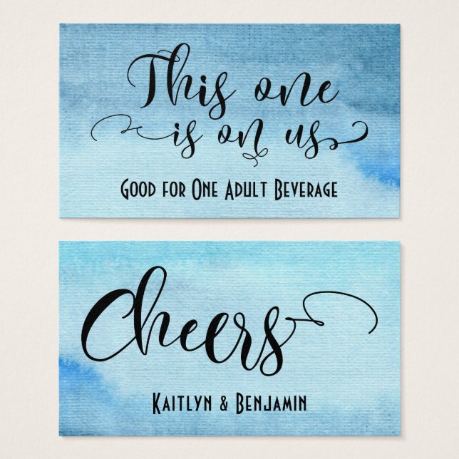 Black Script & Blue Ombre Aquarelltränke Tickets (Vorne & Hinten)