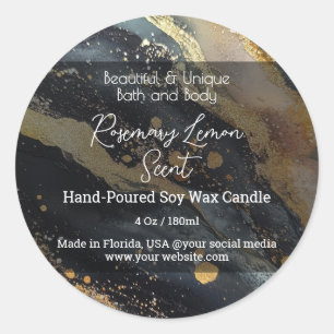 Black Script Bottle Candle Jar Produktetikett Runder Aufkleber