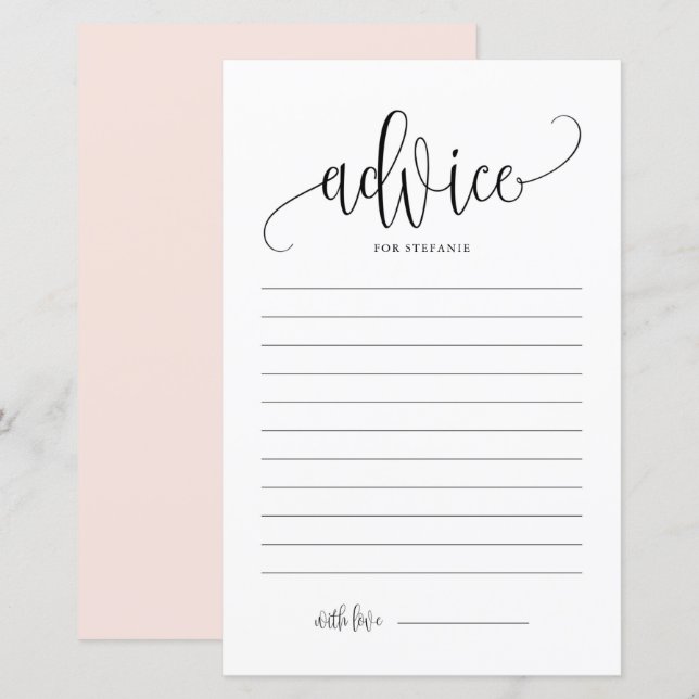 Black Script Brautparty Advice for the Bride (Vorne/Hinten)