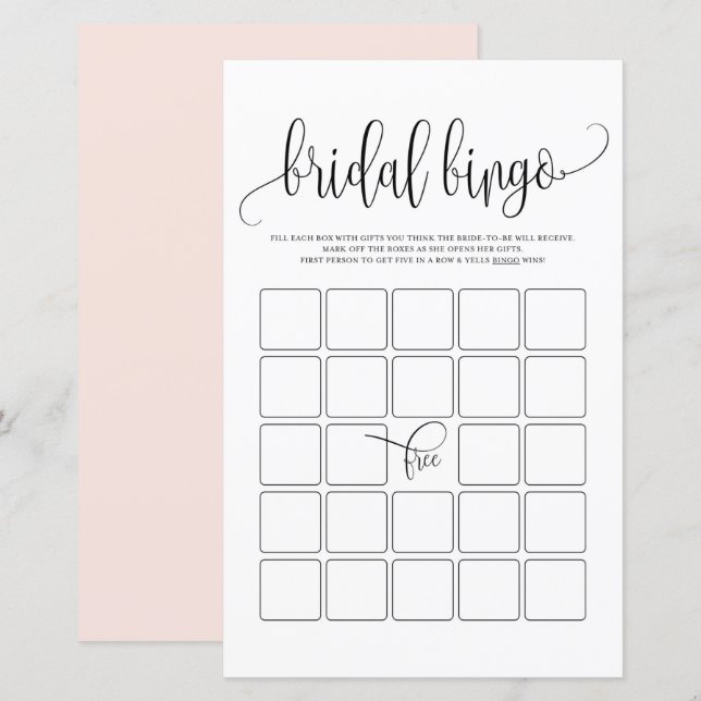 Black Script Bridal Bingo Showspiel (Vorne/Hinten)