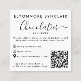 Black Script Chocolatier Brand Event QR Code Telefonnummerkarte
