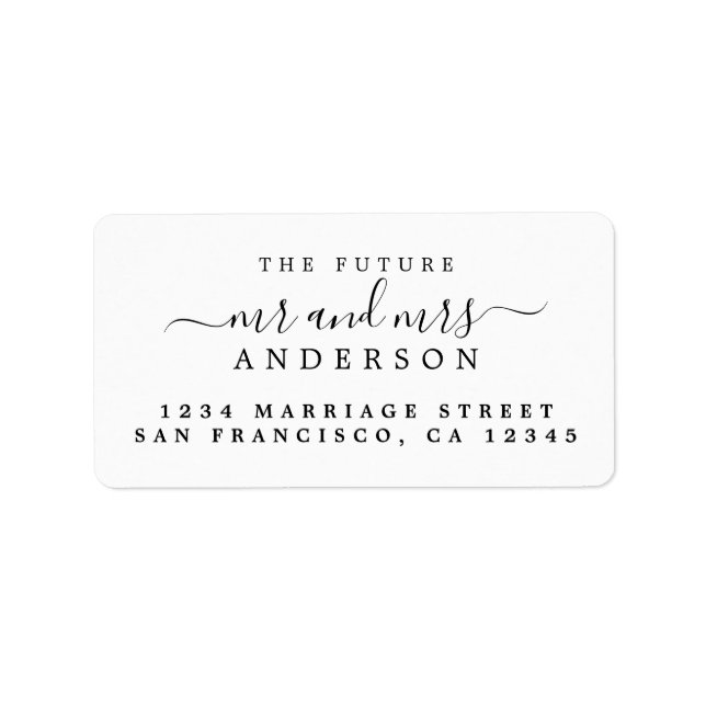 Black Script Future Mr. Return Address Label Adressaufkleber (Vorne)