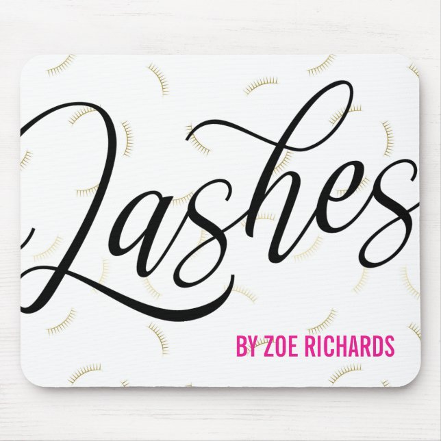 Black Script Imitats Gold Lashes Mousepad (Vorne)