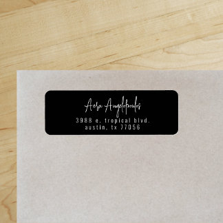 Black Script Modern Chic Rücksendeadresse Label