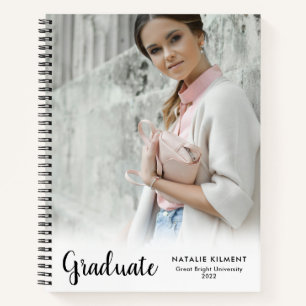 Black Script Modernes Graduate Foto Abschluss Notizbuch