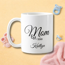 Black Script Mom Established New Mom Gift  Kaffeetasse