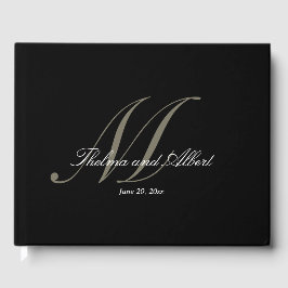 Black Script Monogram Wedbook Gästebuch