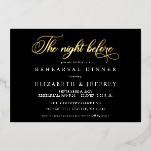 Black Script The Night Before Rehearsal Dinner Folieneinladung