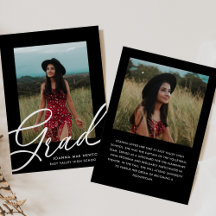 Black Script Zwei-Foto-Abschluss-Ankündigung