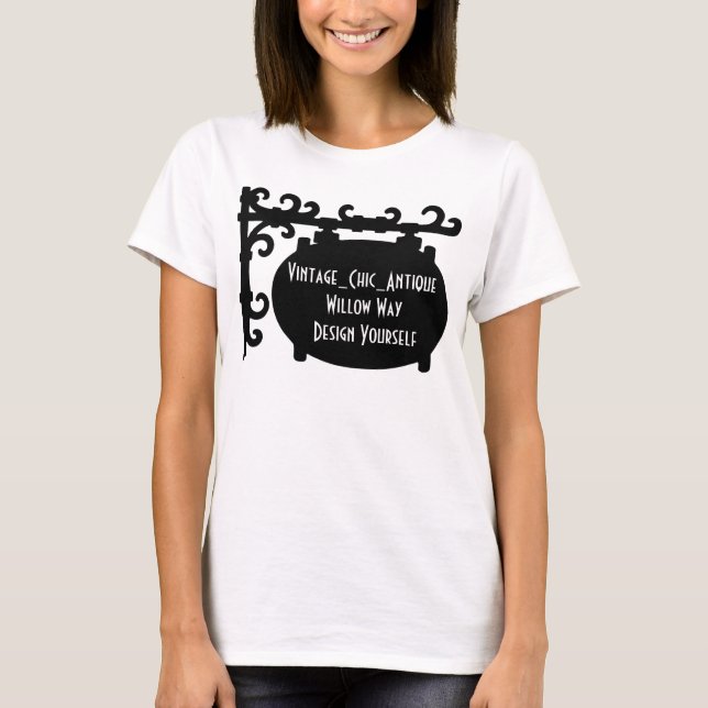Black Scroll Sign Silhouette Werbung T Shirt (Vorderseite)