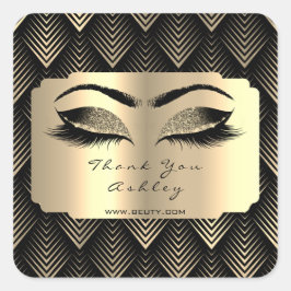Black Sepia Glitzer Gold Lash Augen Vielen Dank Quadratischer Aufkleber