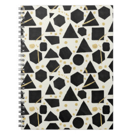 Black Shapes and Gold Confetti Pattern Notizblock