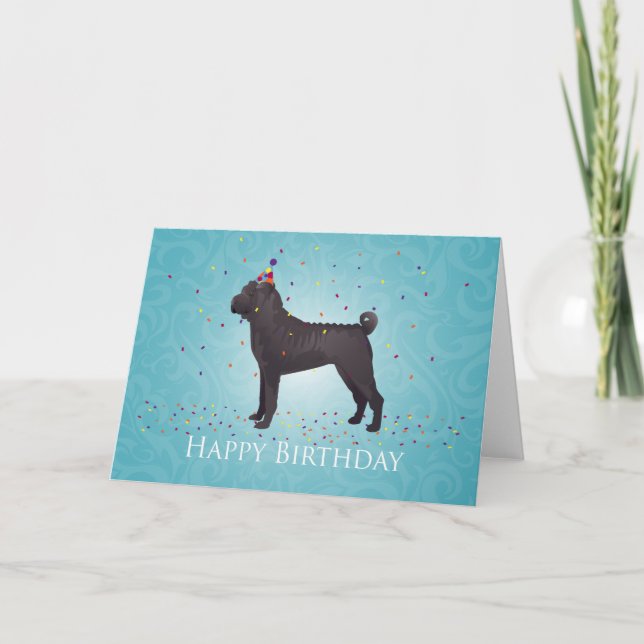 Black Shar Pei Birthday Hund Rasse Card Karte (Vorderseite)