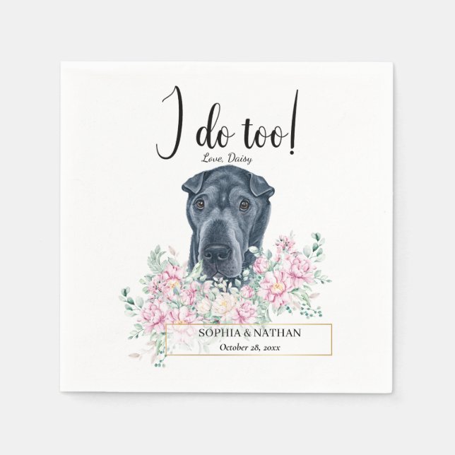 Black Shar Pei Dog Wedding Cocktail Napkins Serviette (Vorderseite)