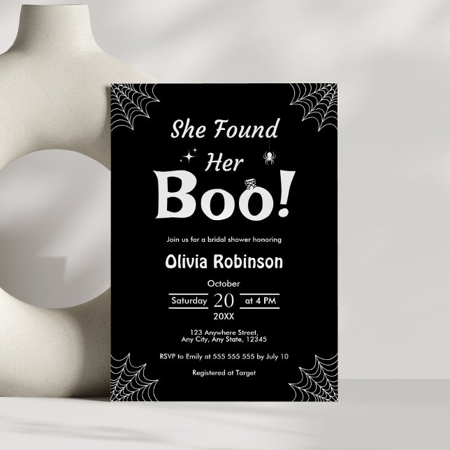 Black She fand ihr kobales Halloween-Brautparty Einladung (Black She Found Her Boo Halloween Bridal Shower Invitation   )