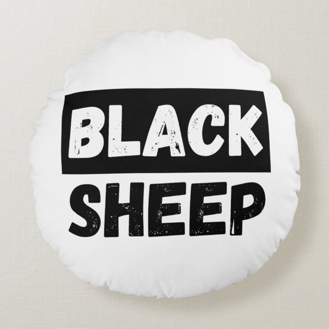 Black Sheep Bold Distressed Rebel Streetwear Art Rundes Kissen (Vorderseite)