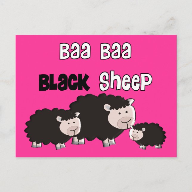 Black Sheep Designs "Baa Baa Black Sheep" Postkarte (Vorderseite)