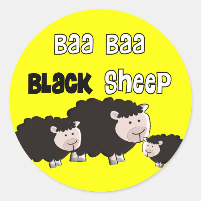 Black Sheep Designs "Baa Baa Black Sheep" Runder Aufkleber (Vorderseite)