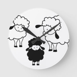Black sheep family runde wanduhr