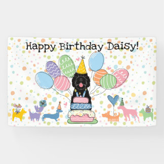 Black Sheepadoodle Hund Geburtstagsparty Banner