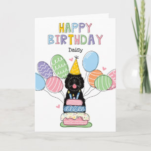Black Sheepadoodle Hund Happy Birthday Karte