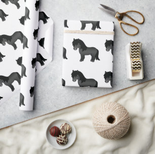 Black Shetland Pony Niedlich Cartoon Pony Pattern Geschenkpapier