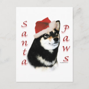 Black Shiba Inu Santa Paws Feiertagspostkarte