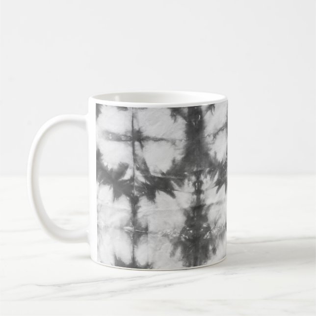 Black Shibori Muster Gefärbte Krawatte Art Kaffeem Kaffeetasse (Links)