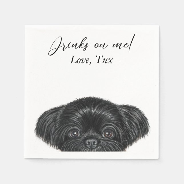 Black Shih Tzu Wedding Cocktail Napkin Serviette (Vorderseite)