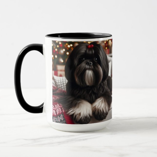 Black Shih Tzu Weihnachts Tasse Cup (Links)