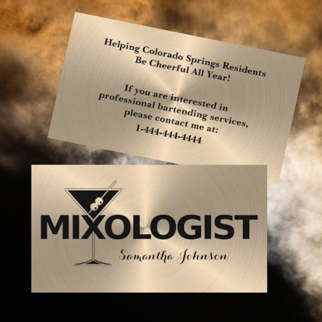 Black & Shiny Gold Event Barkeeper Business Card Visitenkarte (Von Creator hochgeladen)