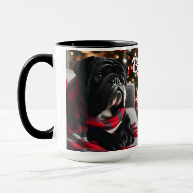 Black Siegel Bulldog Weihnachten Kaffee Tasse Cup (Links)