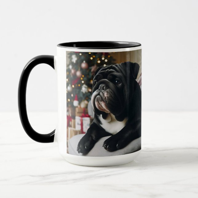 Black Siegel Bulldog Weihnachts-Tasse-Cup Tasse (Links)