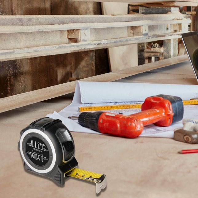 Black Silber Tools Zuhause repariert Name Maßband (Von Creator hochgeladen)